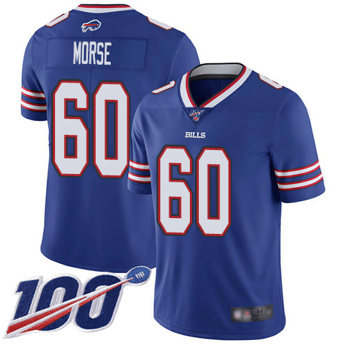 Men Buffalo Bills 60 Mitch Morse Royal Blue Team Color Vapor Untouchable Limited Player 100th Season NFL Jersey